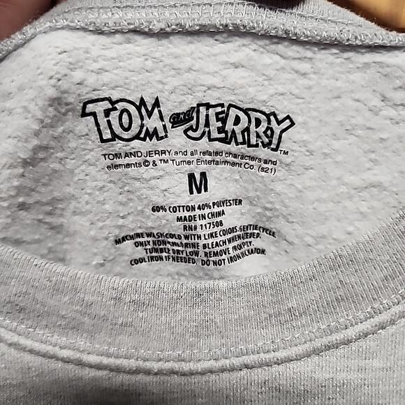 Vtg Tom And Jerry Red White GrayCrew Neck Long Sleeve Pullover Sweatshirt Medium - Picture 2 of 8